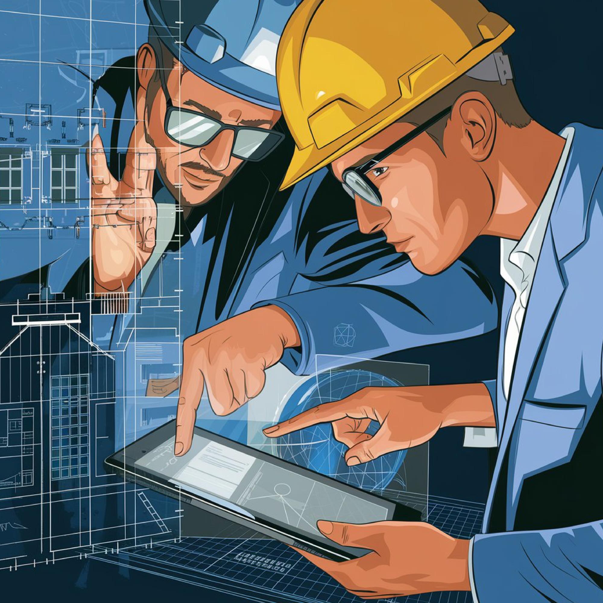 Mühendislerin proses akış şeması ve teknik çizimleri incelemesi